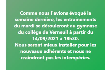 Reprise des entrainements au gymnase